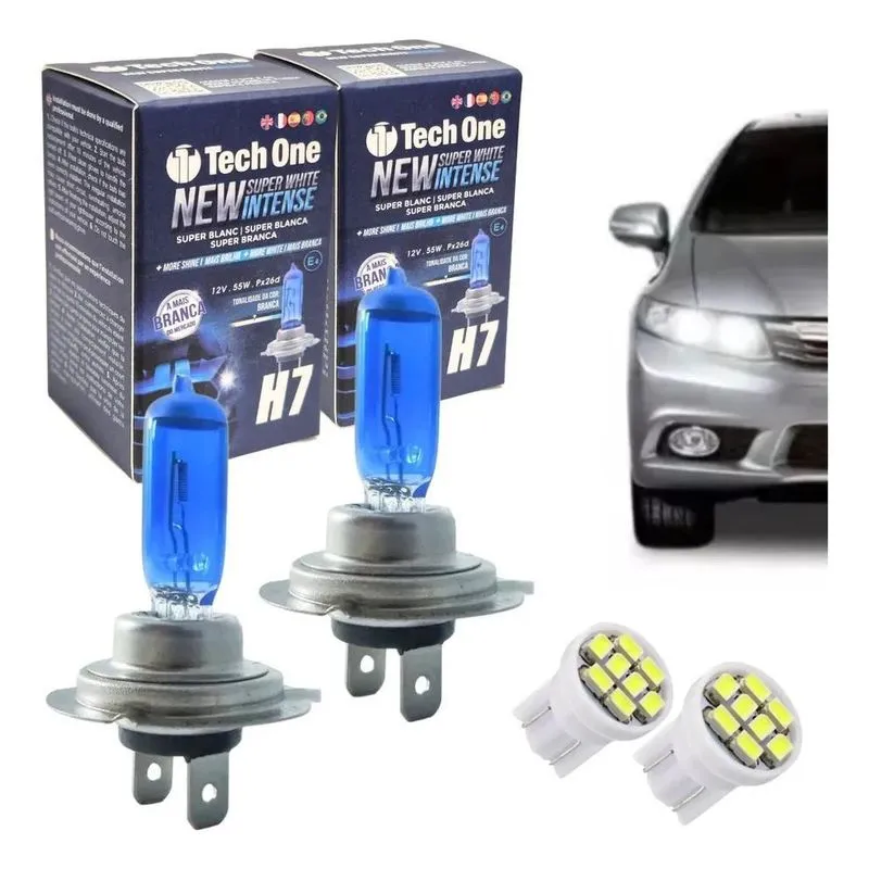 Par Lampada Super Branca Techone H7 8500k 12v 55w