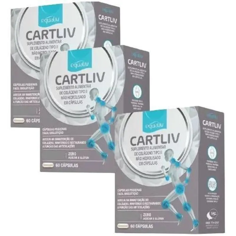 Cartiliv Kit C/3 Colágeno Tipoii -hidrolizado Equaliv C/180