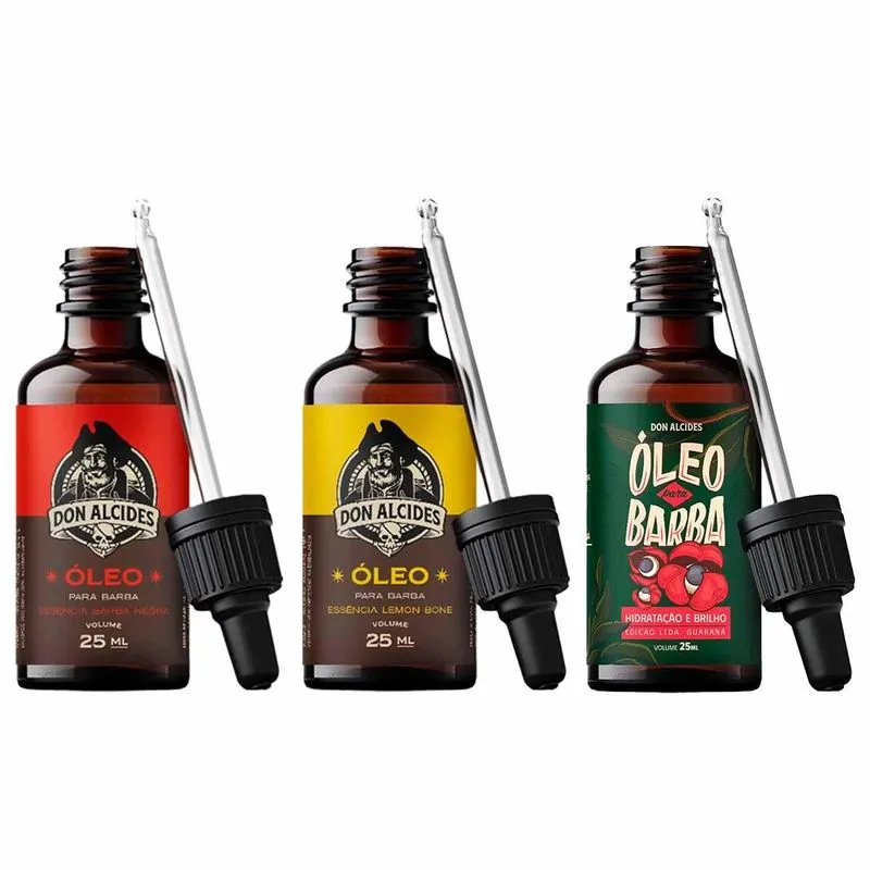 Kit 3x Óleo Barba Negra Lemon Bone E Guaraná Don Alcides