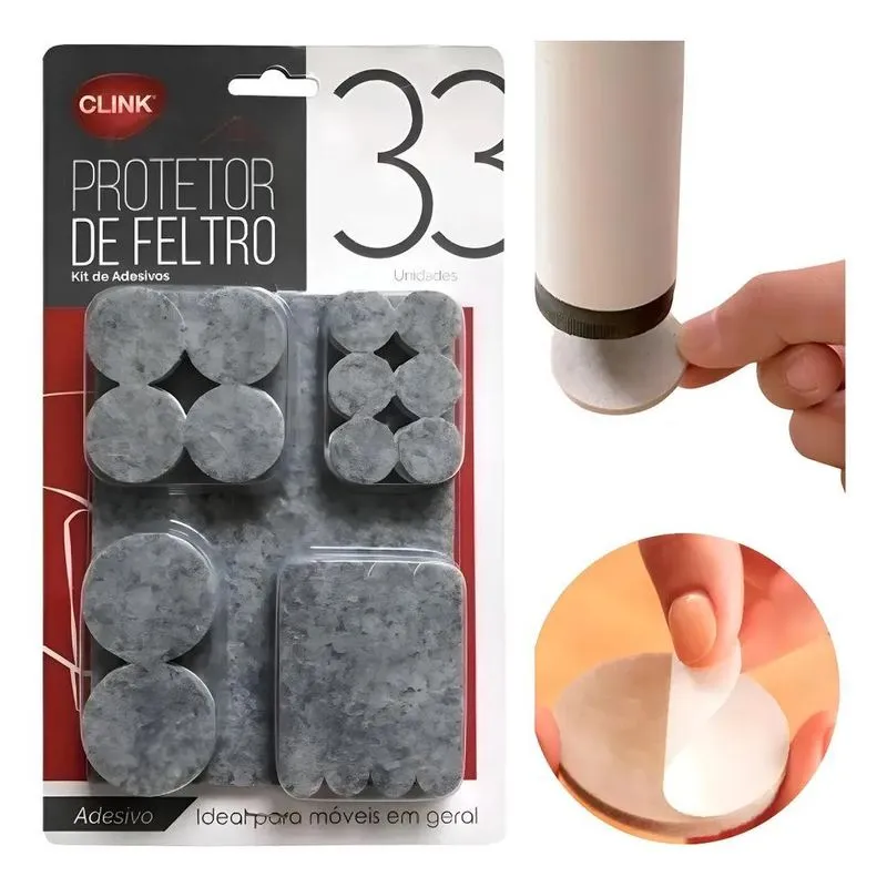 Feltro Adesivo Cadeira Sofá Mesa Móveis Kit 33 Un Anti-risco