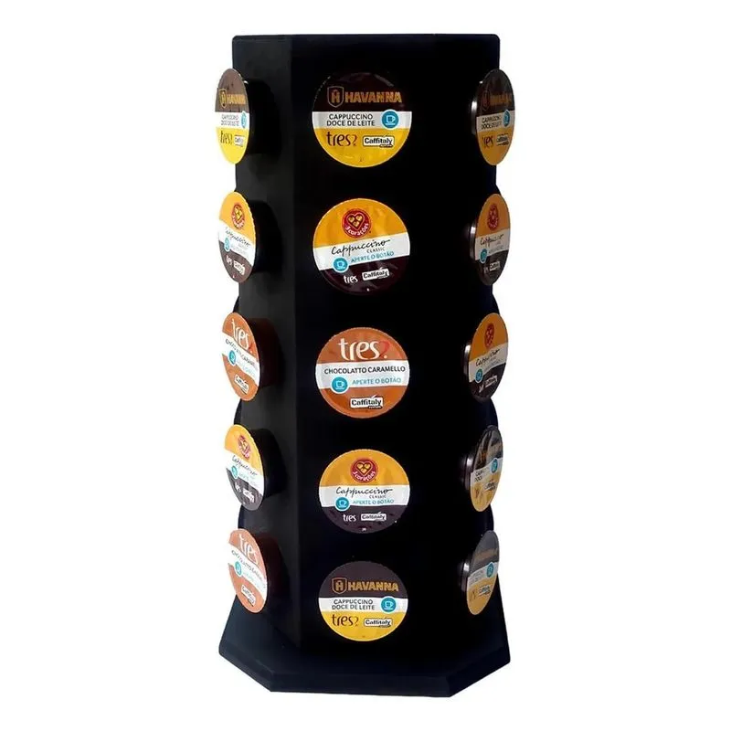 Organizador Torre Giratória Suporte P/30 Capsulas Três Coraç