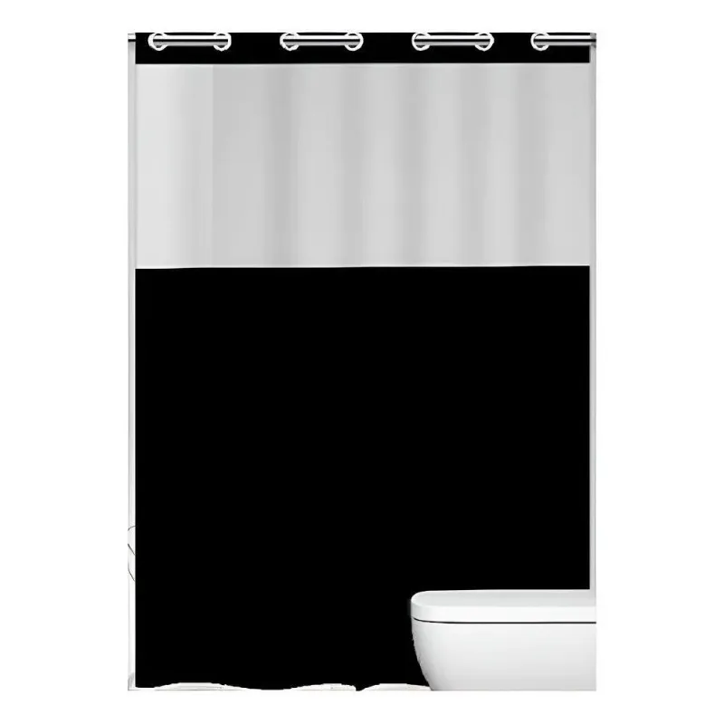 Cortina Em Pvc Para Box Antimofo Com Ilhós 1,38x1,98 Cor Pre