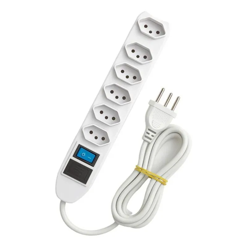 Extensão Filtro De Linha Régua 6 Tomadas Bivolt Branca Rhead