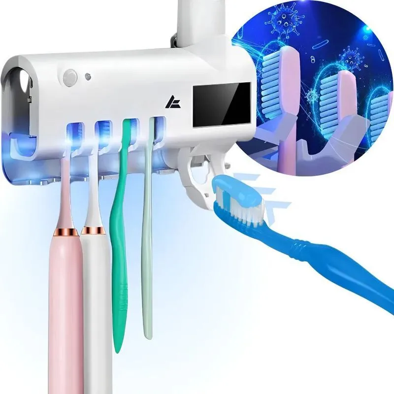 Suporte Porta Escova Dentes Dipenser Pasta Esterelizador Uv