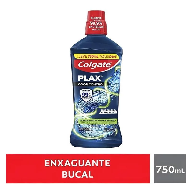 Enxaguante Bucal Colgate Zero Álcool Plax Odor Control 750ml