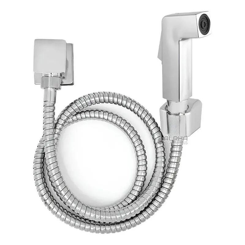 Ducha Higiênica Quadrada Luxo Metal Cromada Completa Volta