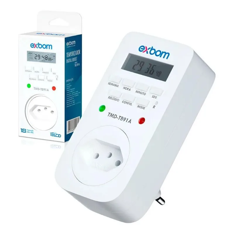 Temporizador Timer Digital Lcd Programável Tomada Bivolt Exb
