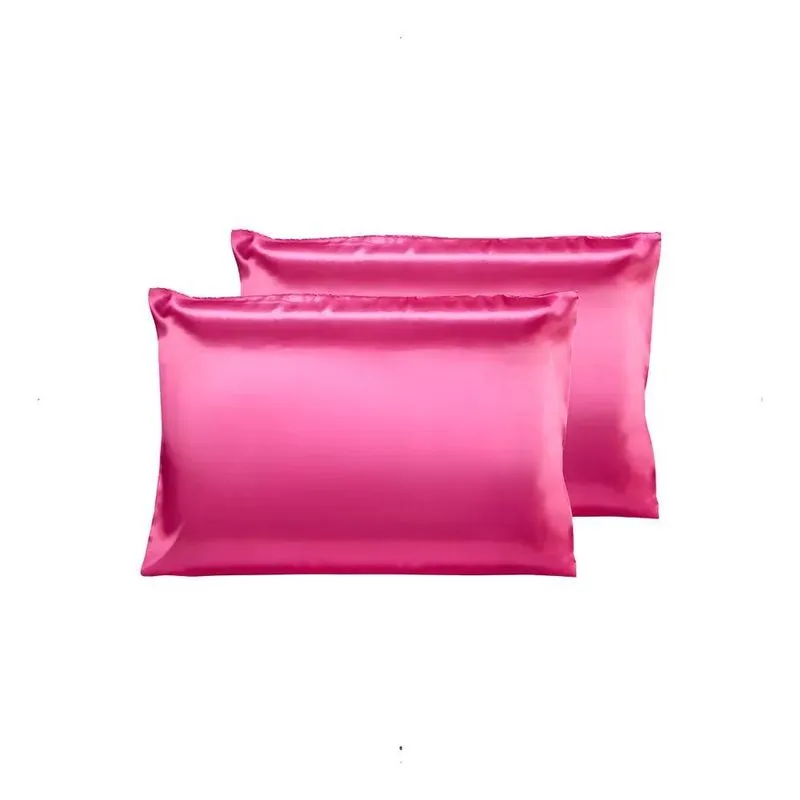02 Fronhas De Cetim Anti Frizz 70cm X 50cm Par Pink