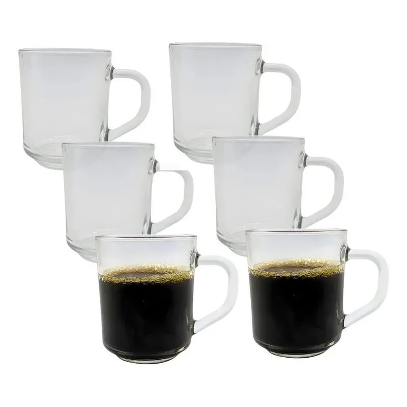 10x Kit 6 Canecas Xícaras De Vidro Transparente Café Chá 25