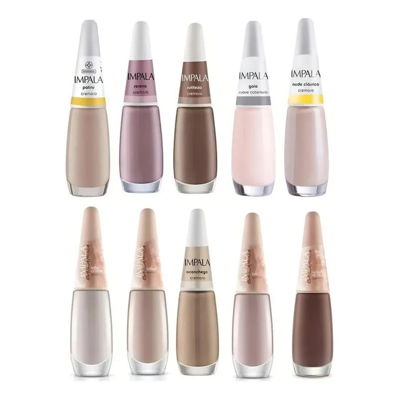 Kit 10 Esmaltes Impala Nude Cruelty-free Secado Rápido