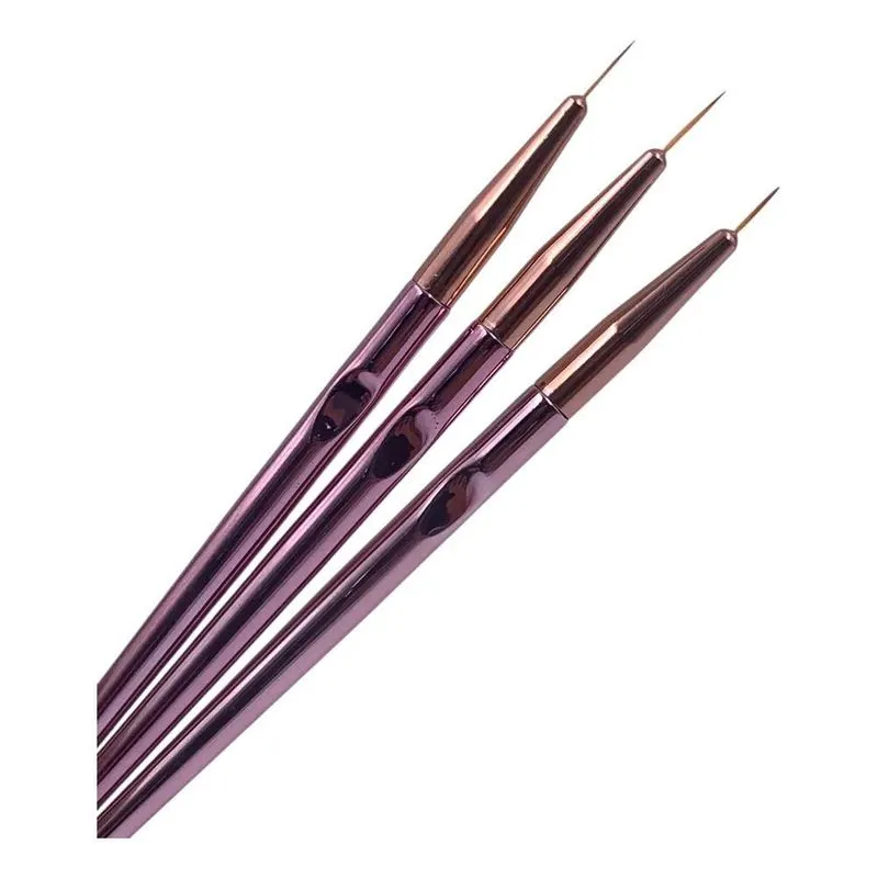 Kit 3 Pincéis Filetes Contorno Desenhos Mimimalistas Unhas
