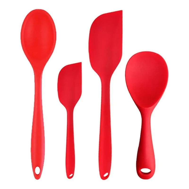 Jogo De Espatula De Silicone Maciço Colheres De Cozinha