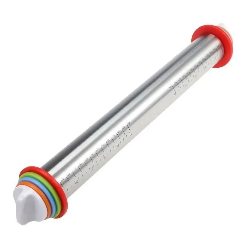 3x Rolo Massa Inox Anéis Ajustáveis 2/3/6/10mm Confeiteiro