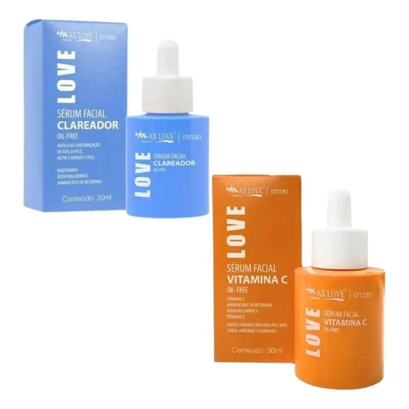 Sérum Clareador + Sérum Vitamina C Max Love Kit C/2 Unid