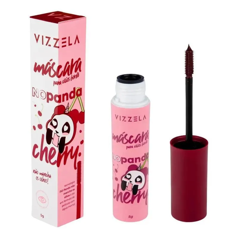 5x Máscara Para Cílios No Panda Cherry - Vizzela Cor Bordô