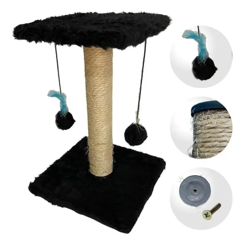 10x Arranhador De Gatos Com Brinquedo Guizo Poste Sisal Natu