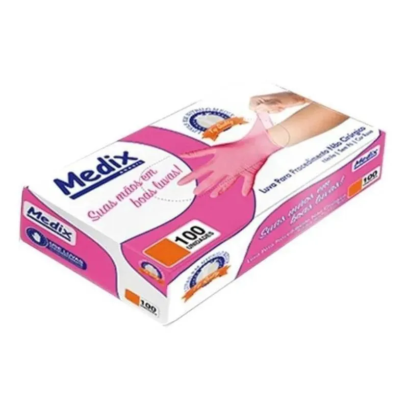 Luvas Descartáveis Antiderrapantes Medix Luva Nitrilica S/pó