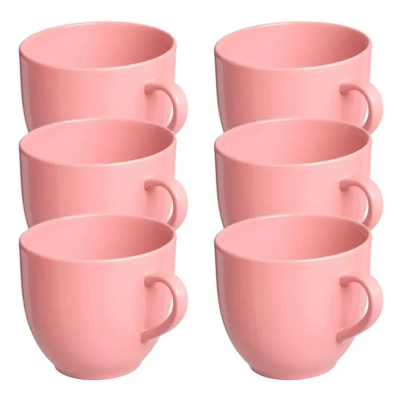 10x Jogo 6 Xicara Café Chá Porcelana 170ml Colorida