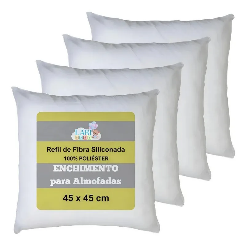 Kit 4 Refil De Almofada Super Macio Enchimento Fibra Silicon