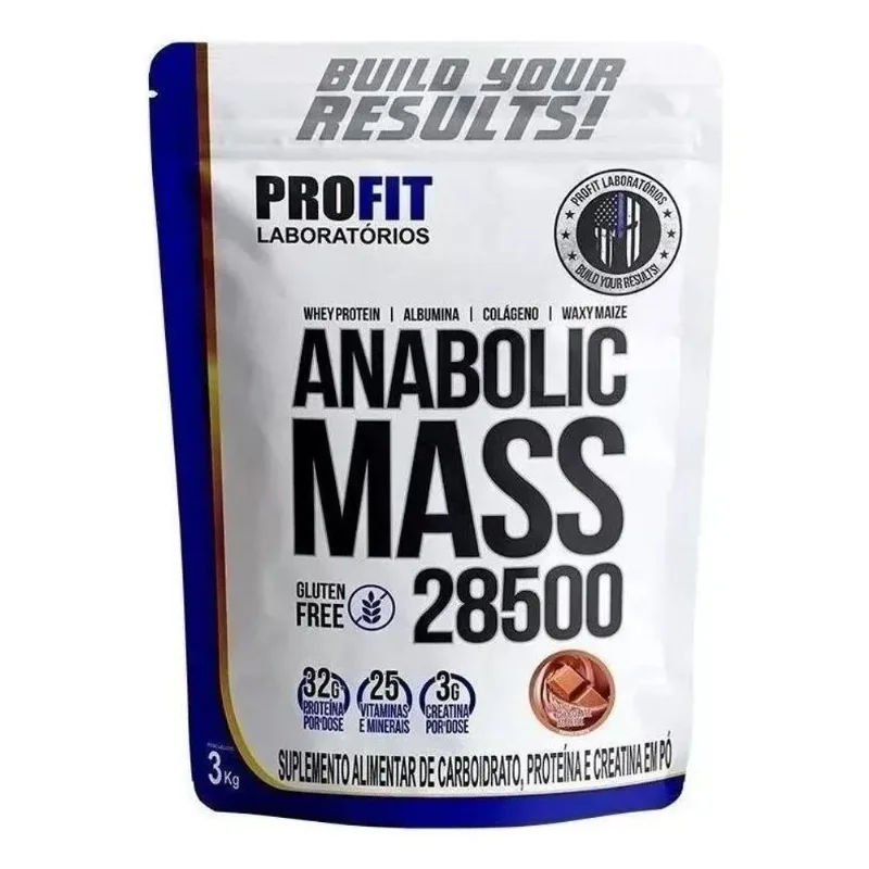 10x Hipercalórico Anabolic Mass 28500 - 3kg - Profit Labs