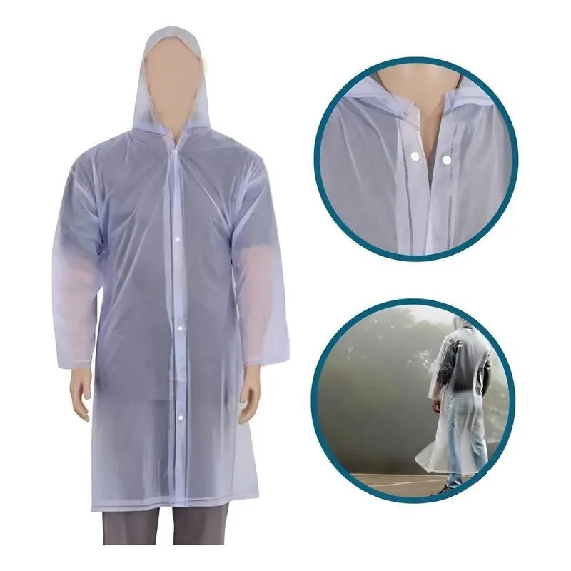 Capa De Chuva Transparente Impermeável Pvc Lami Transparente