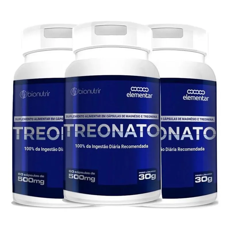 10x Kit 3 Magnésio L Treonato 500mg - 180 Cápsulas Puro Ori