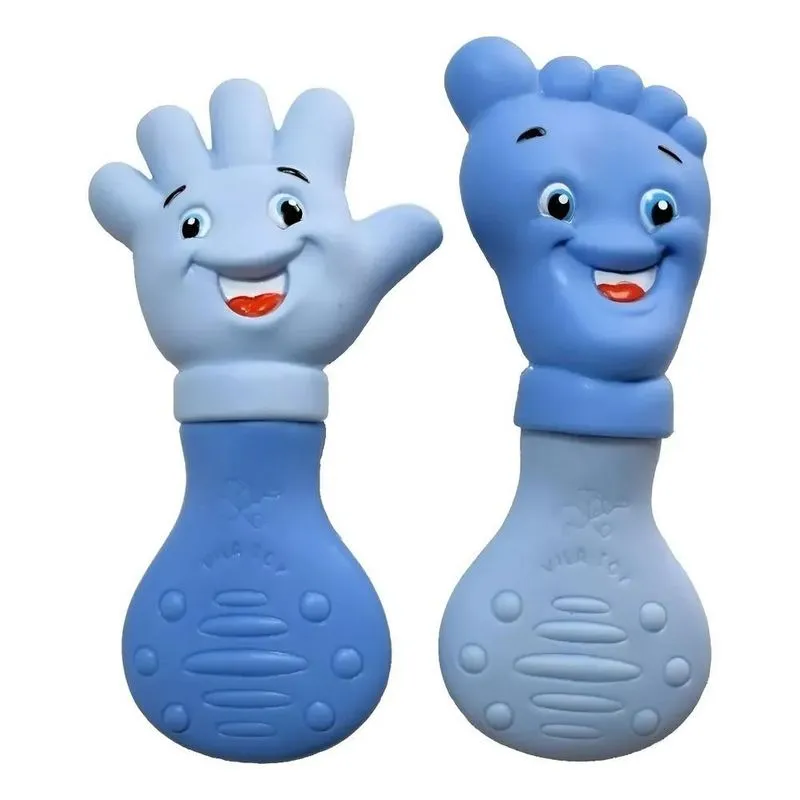 Mordedor Bebe Mãozinha Pezinho Anti Stress Geng Azul