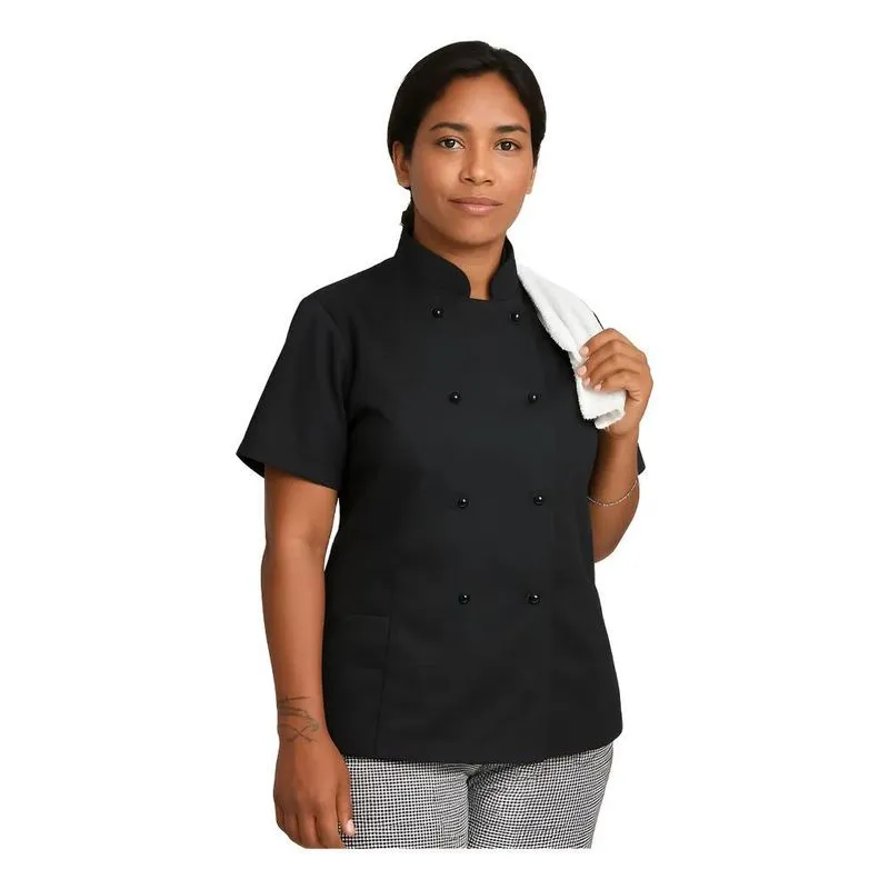 5x Roupa Chef De Cozinha Dolmã Feminina Manga Curta Oxford