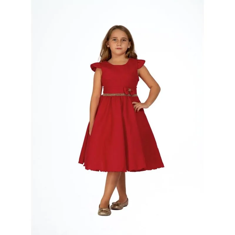 Vestido Casual Off White Infantil Daminha Primeira Comunhão Vestido Casual Infantil Vermelho Crepe Festa Formatura Laço