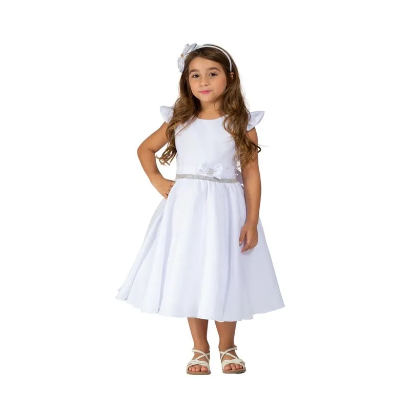 Vestido Casual Off White Infantil Daminha Primeira Comunhão Vestido Casual Branco Infantil Daminha Primeira Comunhão