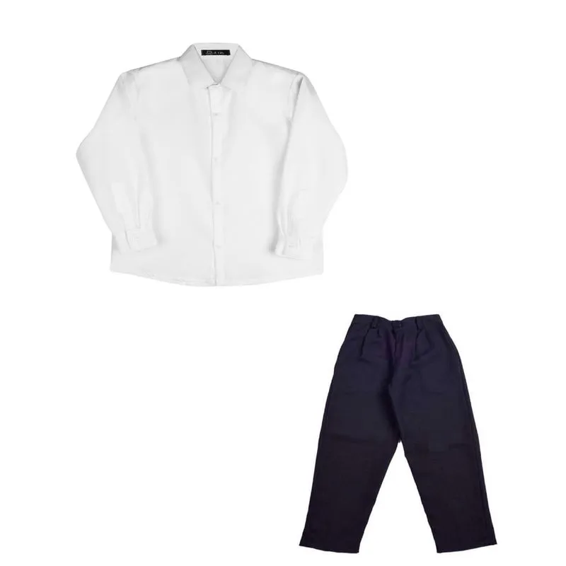 Camisa Infantil Branca + Calça Social Oxford Festa Casamento
