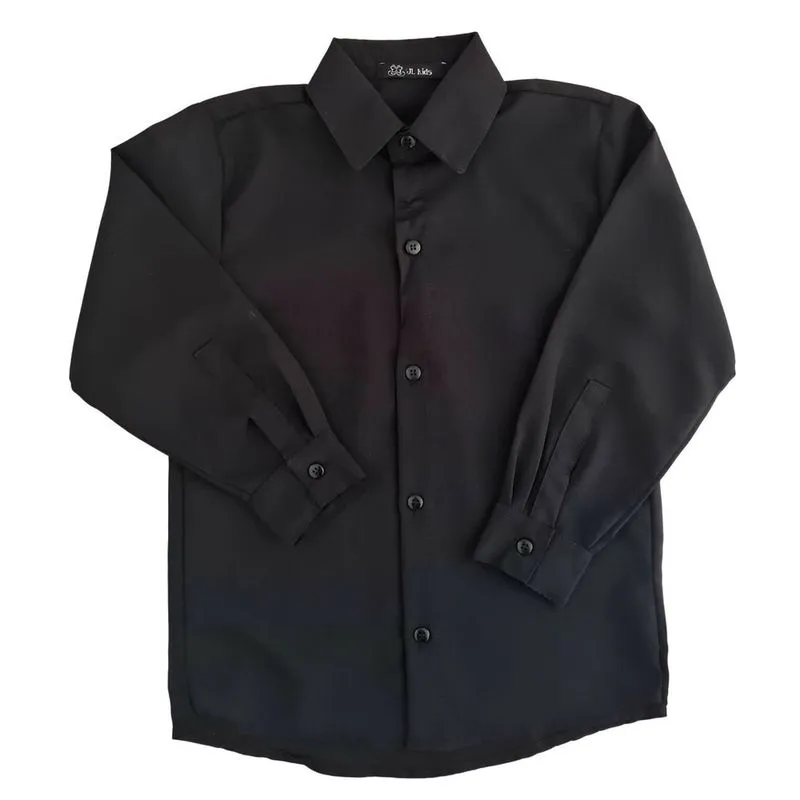 Camisa Social Infantil Botão Manga Longa Vermelha Masculina Camisa Social Infantil Botão Manga Longa Preta Festa Pajem