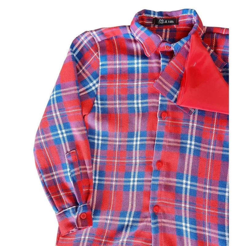 Camisa Infantil Junina Vermelho Xadrez Dança Country