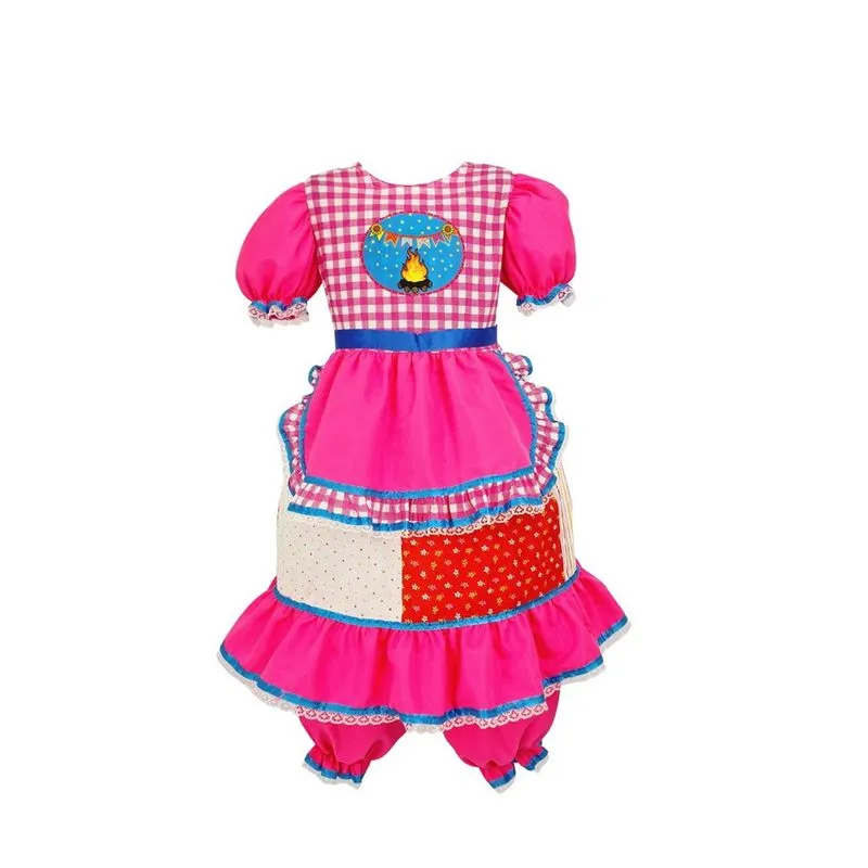 Vestido De Festa Junina Caipira Infantil Fogueira Poá