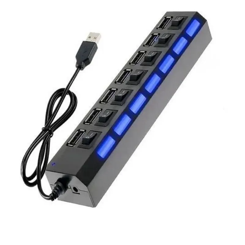 Hub Usb 7 Portas Carregador Chave Seletora - Booglee