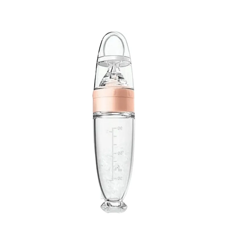Mamadeira Colher Papinha Dosadora Bebê Silicone Rosa Booglee