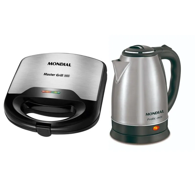Kit Mondial Sanduicheira + Chaleira Elétrica Premium 110v