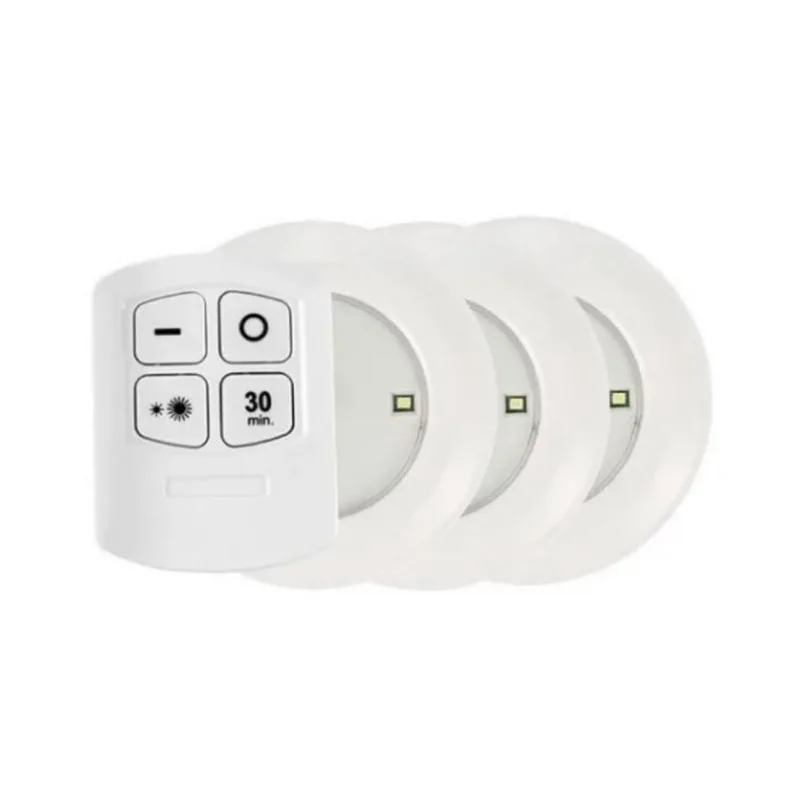 Kit 3 Luminárias Led Spot Com Adesivos Sem Fio Com Controle