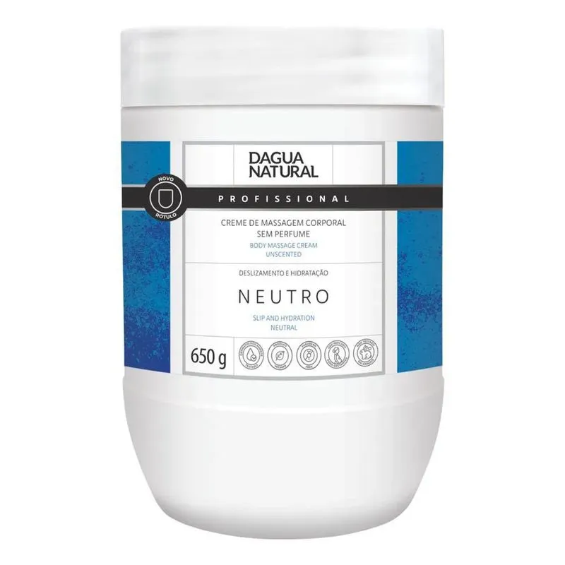 5x Creme Massagem Corporal Neutro 650g Dagua Natural Hidrata