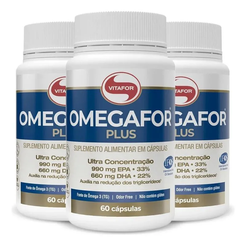 Kit 3 Omegafor Plus Da Vitafor 60 Cápsulas Ômega 3 Sabor Sem