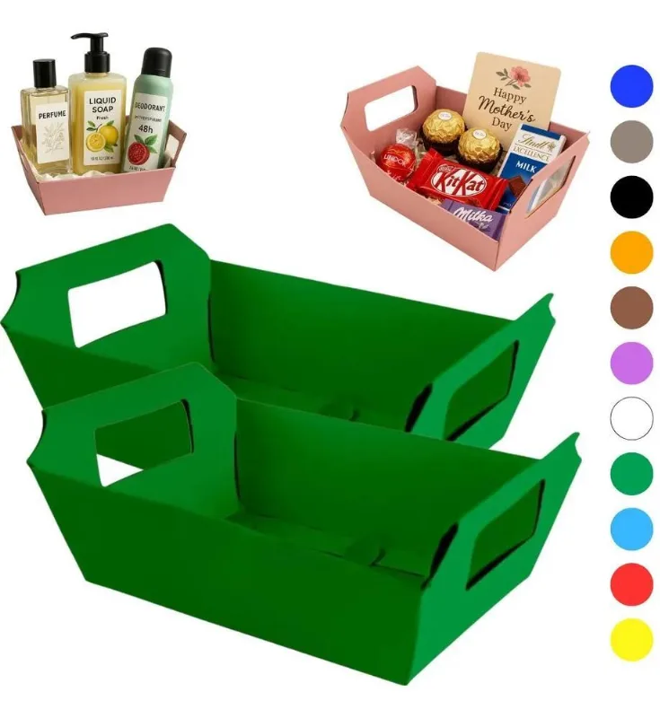 5x Cesta De Papel - Cartão Cores C/08 Unidades - 19x12x5cm