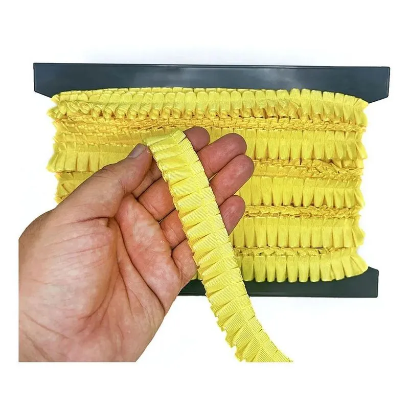 2x 10m Fita Gorgurão Drapeada 22mm Babadinho Renda Franzida