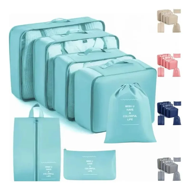Kit Organizador De Bolsas E Mala Viagem Necess Azul-turquesa