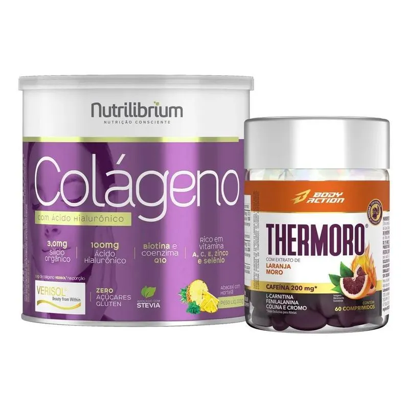 Colágeno Verisol Pó + Thermoro 60 Comp Laranja Moro Cafeína