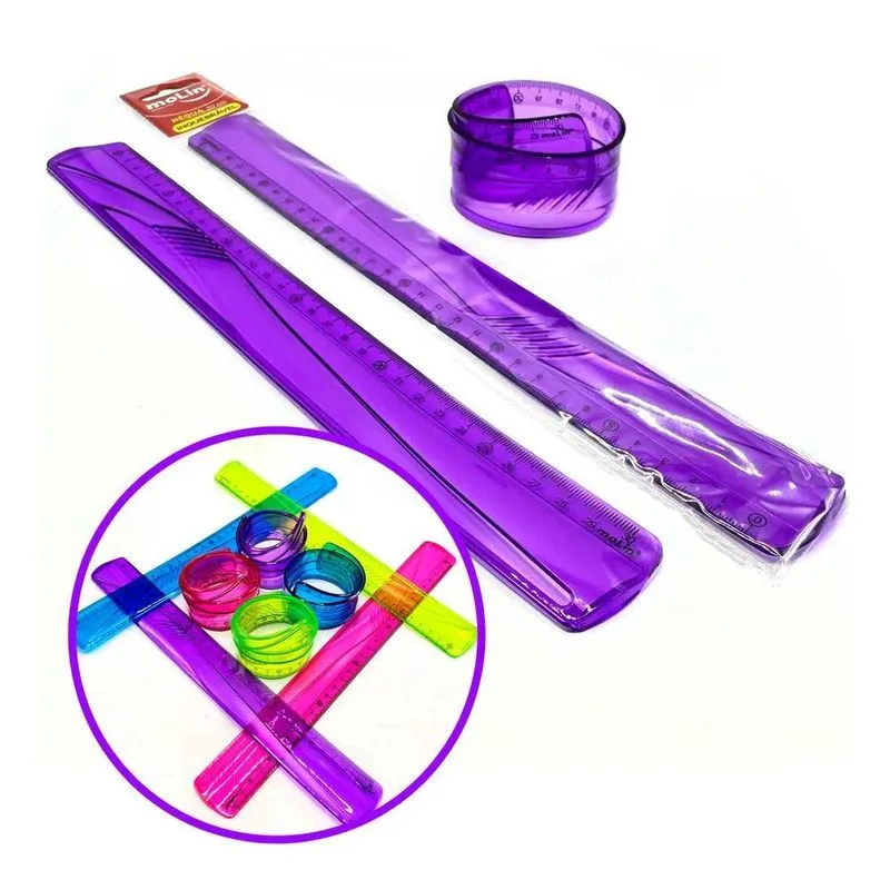 Regua Escolar 30cm Flexivel Resistente Dobravel De Plast Rox