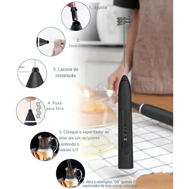 Mini Mixer Elétrico Misturador De Bebidas 2 Em 1 Portátil Co