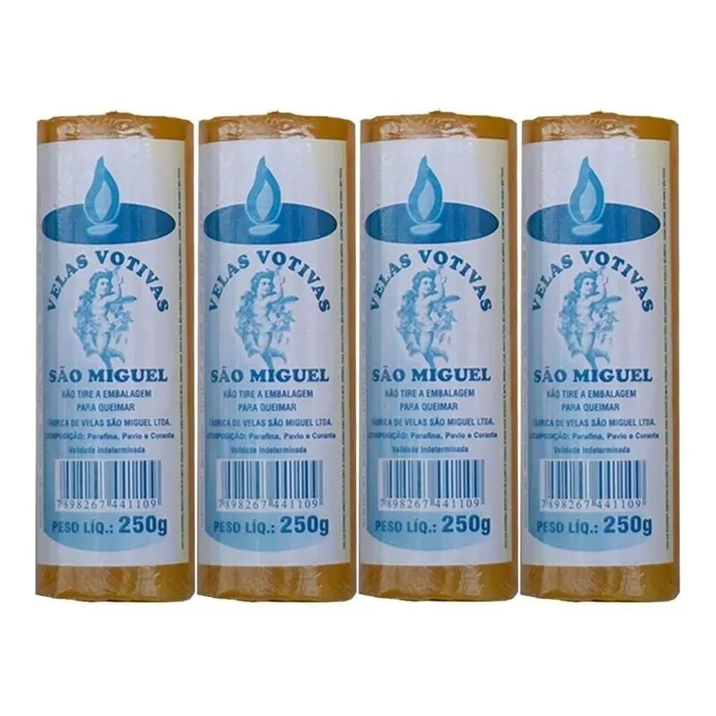 Kit 4 Velas 7 Dias Coloridas 250g: Luz Constante P - Amarelo