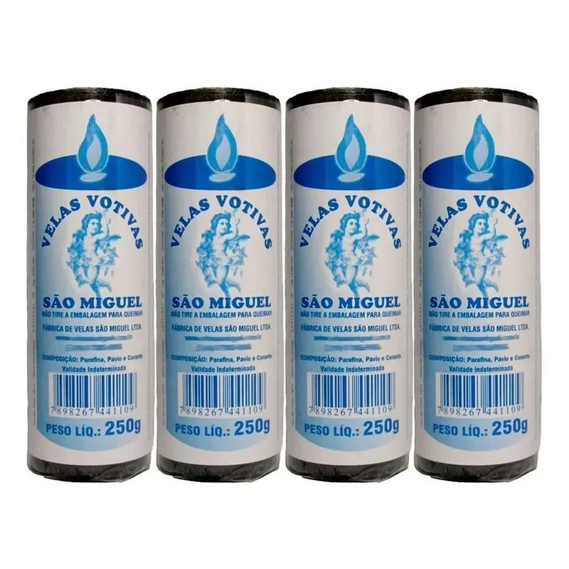 Kit 4 Velas 7 Dias Coloridas 250g: Luz Constante Para - Preta