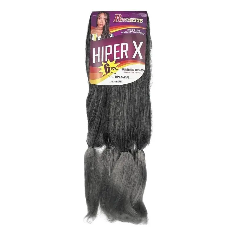 Jumbo Trança 400g Fibra Macia Leve Crespo Natural - T1b/grey