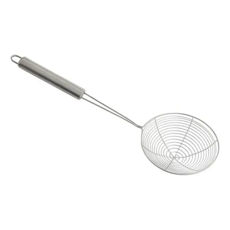 10x Escumadeira Fritura Aço Inox 34cm Batata Pastel Resiste